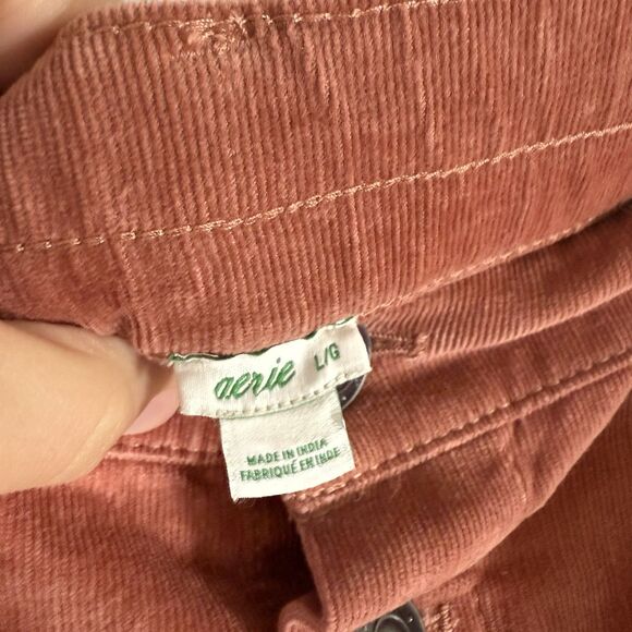 Aerie Corduroy Skirt Women's Large Brown Button Front Pockets Cotton Blend - Picture 5 of 8